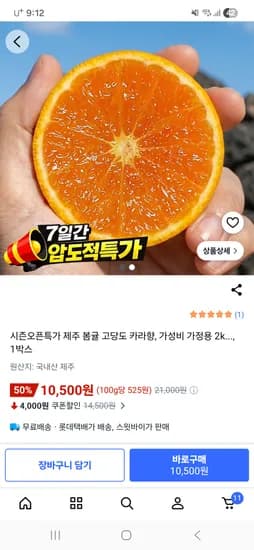 제주 고당도 카라향2kg 10,500원 무배