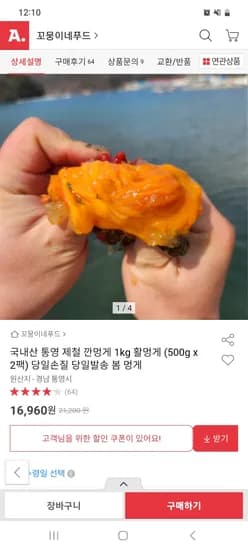 국내산 통영 제철 깐멍게 1kg 16,960원