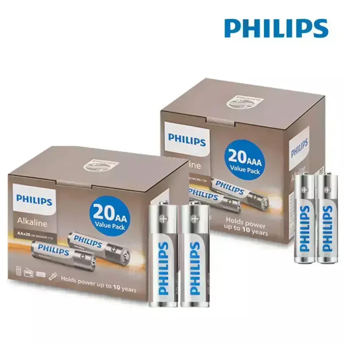 필립스 알카라인 건전지 AA 20개 AAA 20개