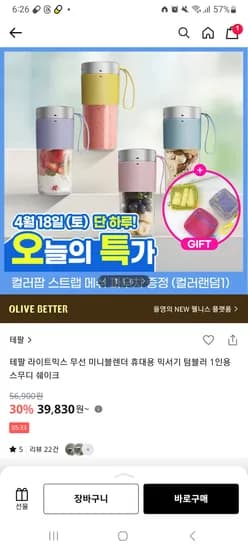 테팔 라이트믹스 무선 미니블렌더