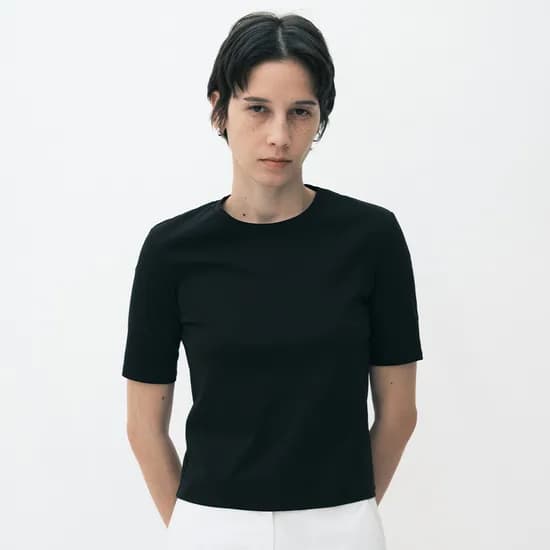 으음키임 미니멀 코튼 반팔 티셔츠