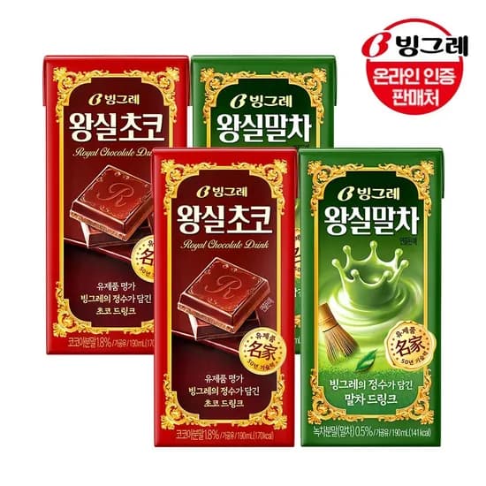 빙그레 왕실말차 우유 190ml 24팩 17580원