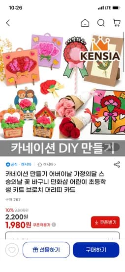 카네이션 바구니 만들기 DIY 키트 1,980원
