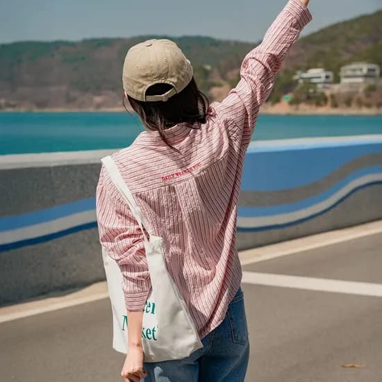 백자수 스트라이프 셔츠