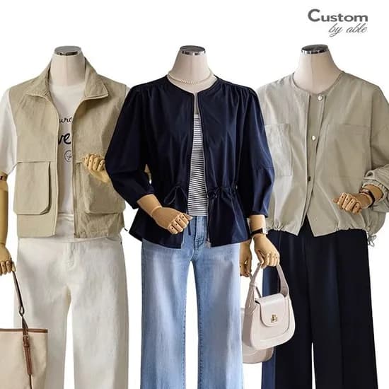 후드 집업 스트링 점퍼