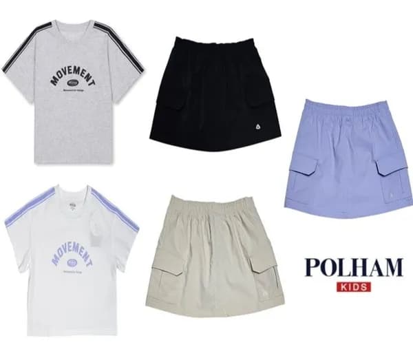 폴햄키즈 폴햄키즈 반팔티셔츠, 카고 스커트 10,430원 유배