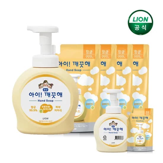 아이깨끗해 핸드워시 용기 490ml 1개+리필 450ml 4개+증정 12900원