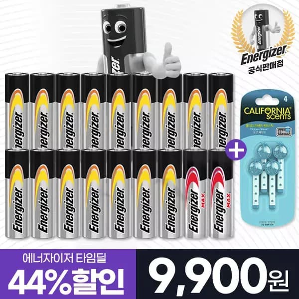 에너자이저 알카라인 건전지 AA,AAA 18입+증정 스틱방향제 9900원 무배