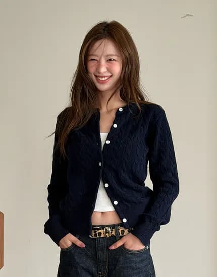 지오다노 꽈배기 가디건