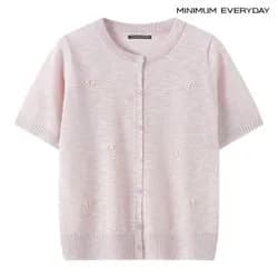 미니멈 심플 라운드넥 파스텔 반팔 니트 가디건