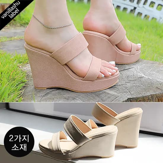 바닐라슈 베이직 투탑 통굽웨지 뮬 슬리퍼 29,980원