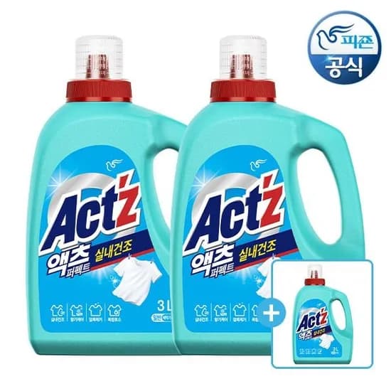 액츠 세탁세제 퍼펙트 실내건조 일반/드럼 3L 2개+ 1개 증정 16,900원