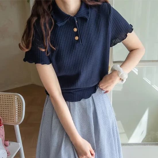 하이먼드 웨이브 카라 골드버튼티 25,790원 무배