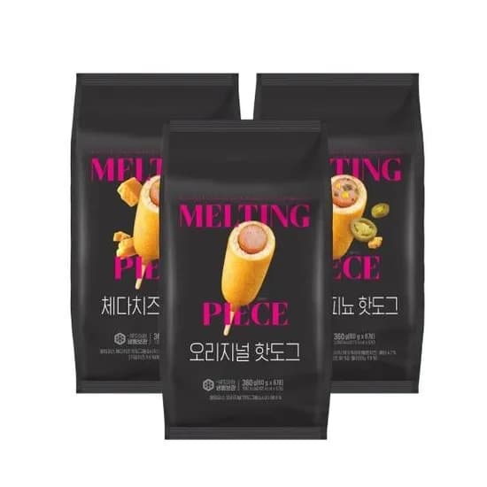 하림 멜팅피스 핫도그 360g (60g X 6개) 3종 골라담기 21,500원