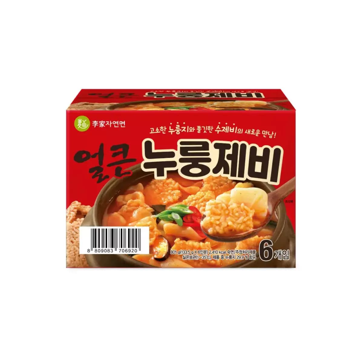 이가자연면 얼큰 누룽제비 133.5g x 6 10,780원(우리카드할인)