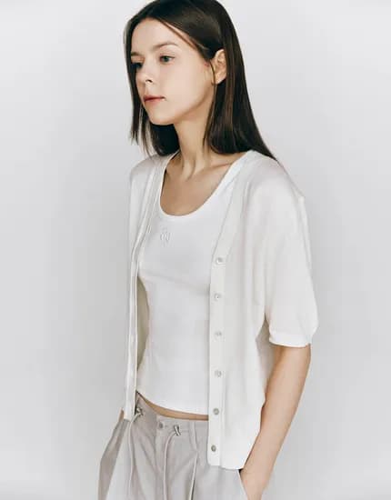 지오다노 브이넥 반팔 가디건 22,000원 무배