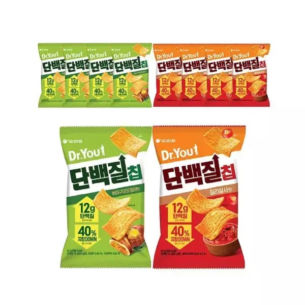 닥터유 단백질칩 칠리살사 + 버터구이오징어맛, 60g, 10개 티멤버십 11490원 무배