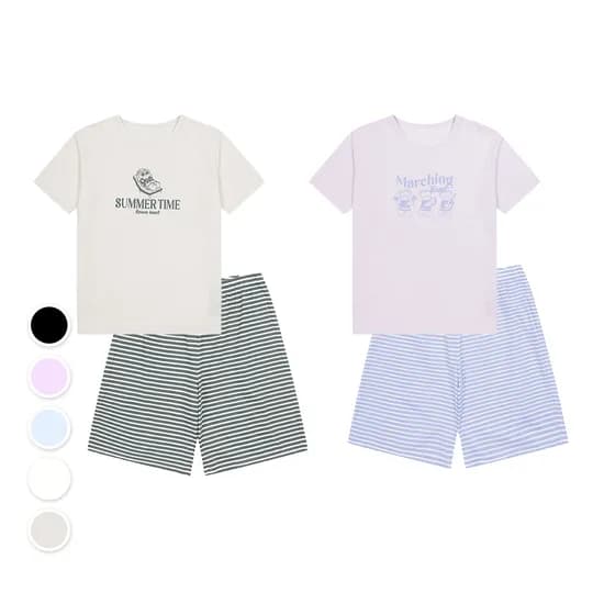 폴햄키즈 공용 스트라이프 5부 라운지 상하세트 8,420원