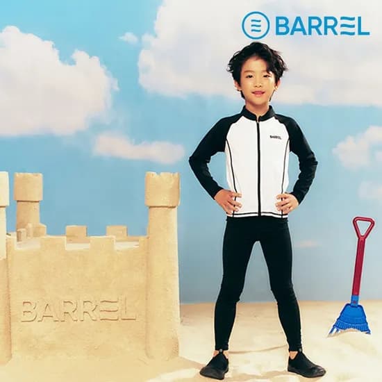 배럴 키즈 에센셜 집업 래쉬가드 화이트 B5SKWZR301WHT