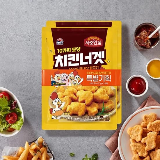 사조 국내산 닭고기 치킨너겟 2kg 총 2봉