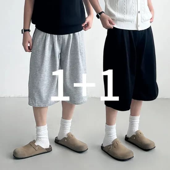 6부 와이드 핀턱 버뮤다팬츠 2개