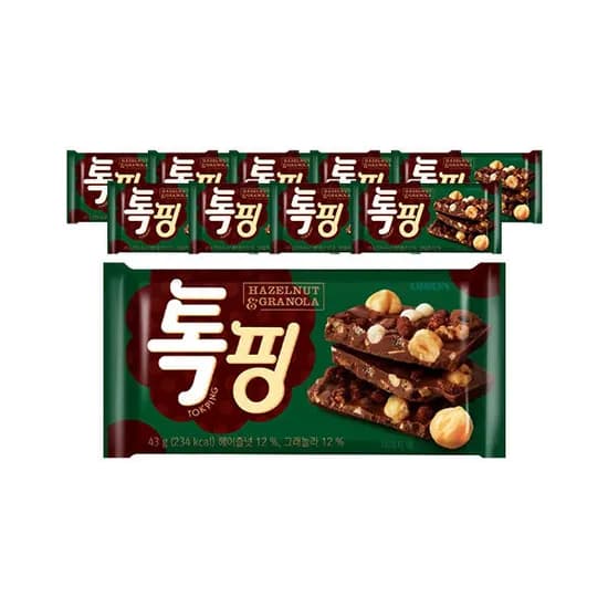 오리온 톡핑 헤이즐넛 그래놀라 43g 10개
