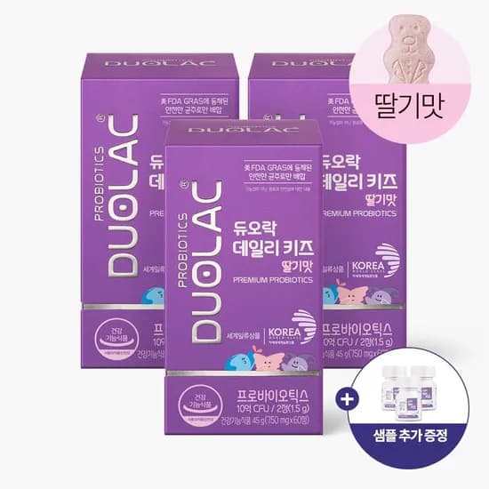 듀오락 유산균 데일리키즈 딸기맛 180정(+15일분) 59,400원
