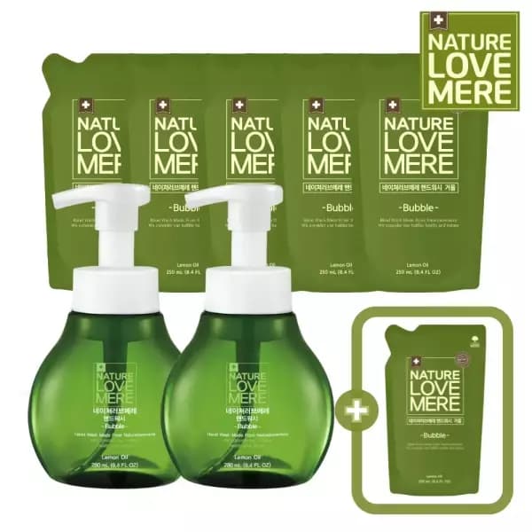 네이쳐러브메레 아기 핸드워시 거품 용기 280ml 2개 리필 250ml 6팩