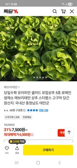 에브리태안 스타팜스 유럽샐러드 5종 1kg 6,500원 무배