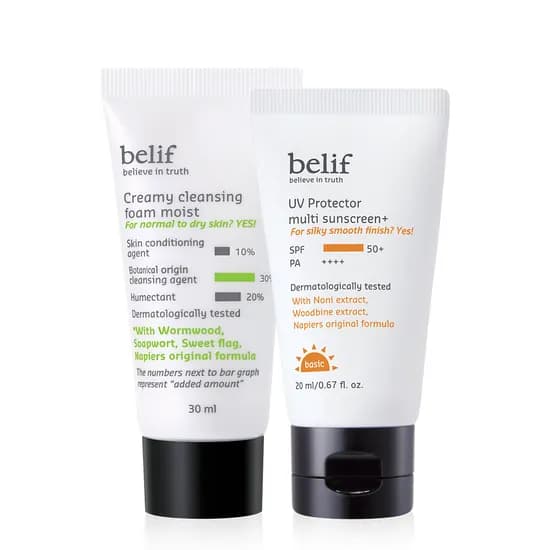 배송비딜] 빌리프 크리미 클렌징 폼 모이스트 30 mL+UV 프로텍터 멀티 선 스크린 20 mL 2500원