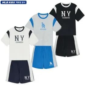 지마켓// MLB키즈 바시티 레터 로고 티셔츠/쇼츠 각 32,500원 무배