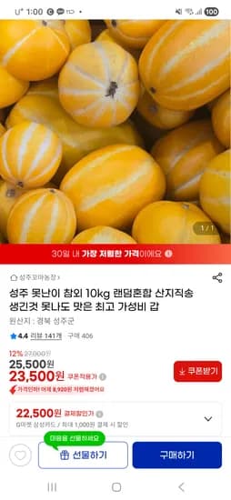 성주 못난이 참외 10kg