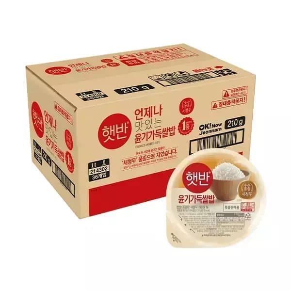 햇반 윤기가득쌀밥 210g × 36개