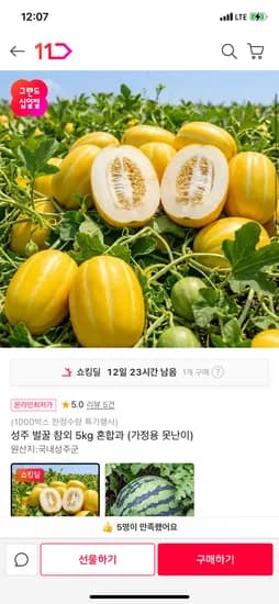 성주 벌꿀 참외 5kg 혼합과 외 다양