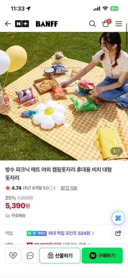 밴프 피크닉매트 1개