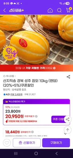 경북 성주 참외 10kg 외 다양