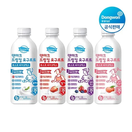 동원 덴마크 드링킹 요구르트 4종 750ml 4개