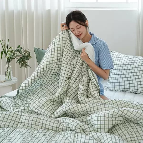 플로라 코지체크 60수 아사 순면 시어서커 여름이불