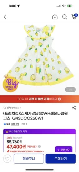 프랜치캣 레몬 나염 원피스