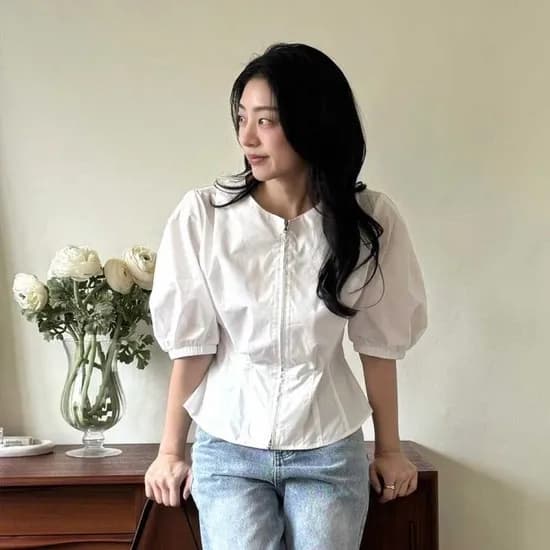 더아이잗 백 스모킹 투웨이 집업 블라우스