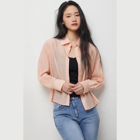 시슬리 시스루 스트라이프 블라우스