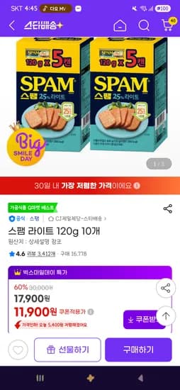 스팸 라이트 120g 10개