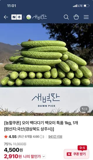 백다다기 오이 1kg