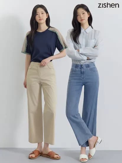 지센 기본/롱 쿨 나일론 세미와이드 팬츠