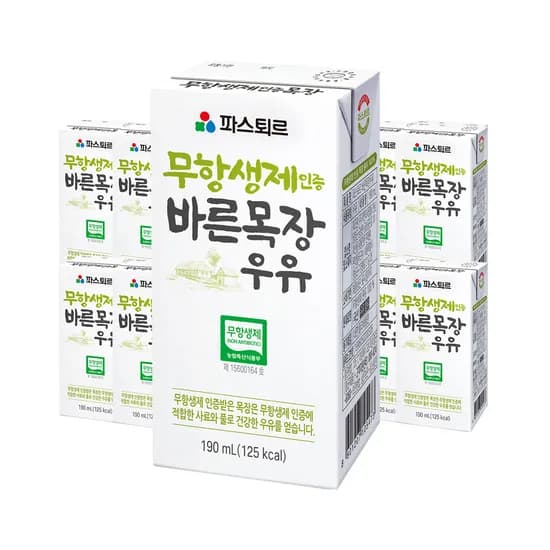 파스퇴르 바른목장 우유 190ML 48입 24,809원 (+ 페이코 )