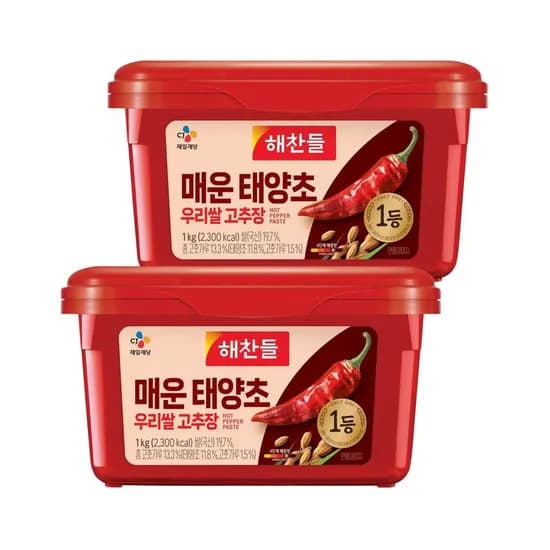 해찬들 우리쌀 태양초 매운 고추장 1kg 2개