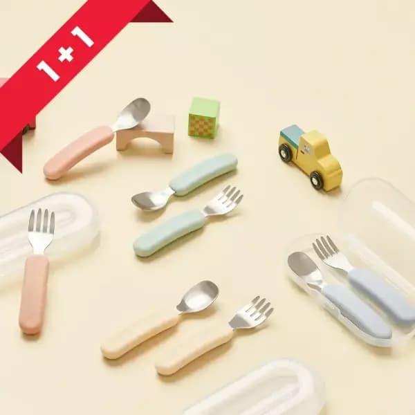 1+1 에디슨 이지그립 실리콘 스푼포크 케이스 세트, 26,780원 (유배)