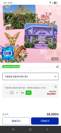 에버랜드 종일권 34,200원 (총 1인)