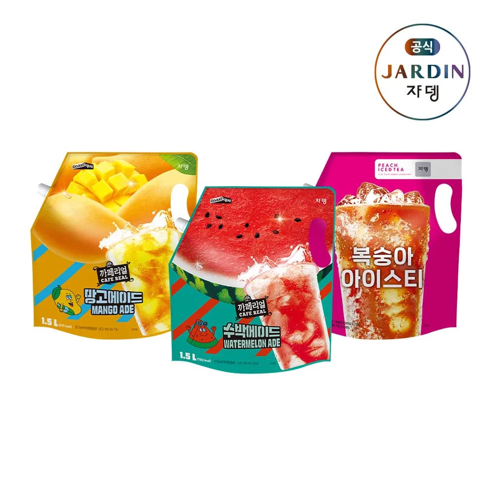 쟈뎅 대용량 파우치 1.5L 3개 이상 구매 가능, 다양한 종류 포함, 총 3개 이상  3L
