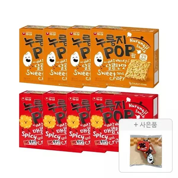 농심 누룽지팝4매콤4 외 다양, 증정 누룽지팝 슈참 3종 1개, 총 4개, 15,150원 무배